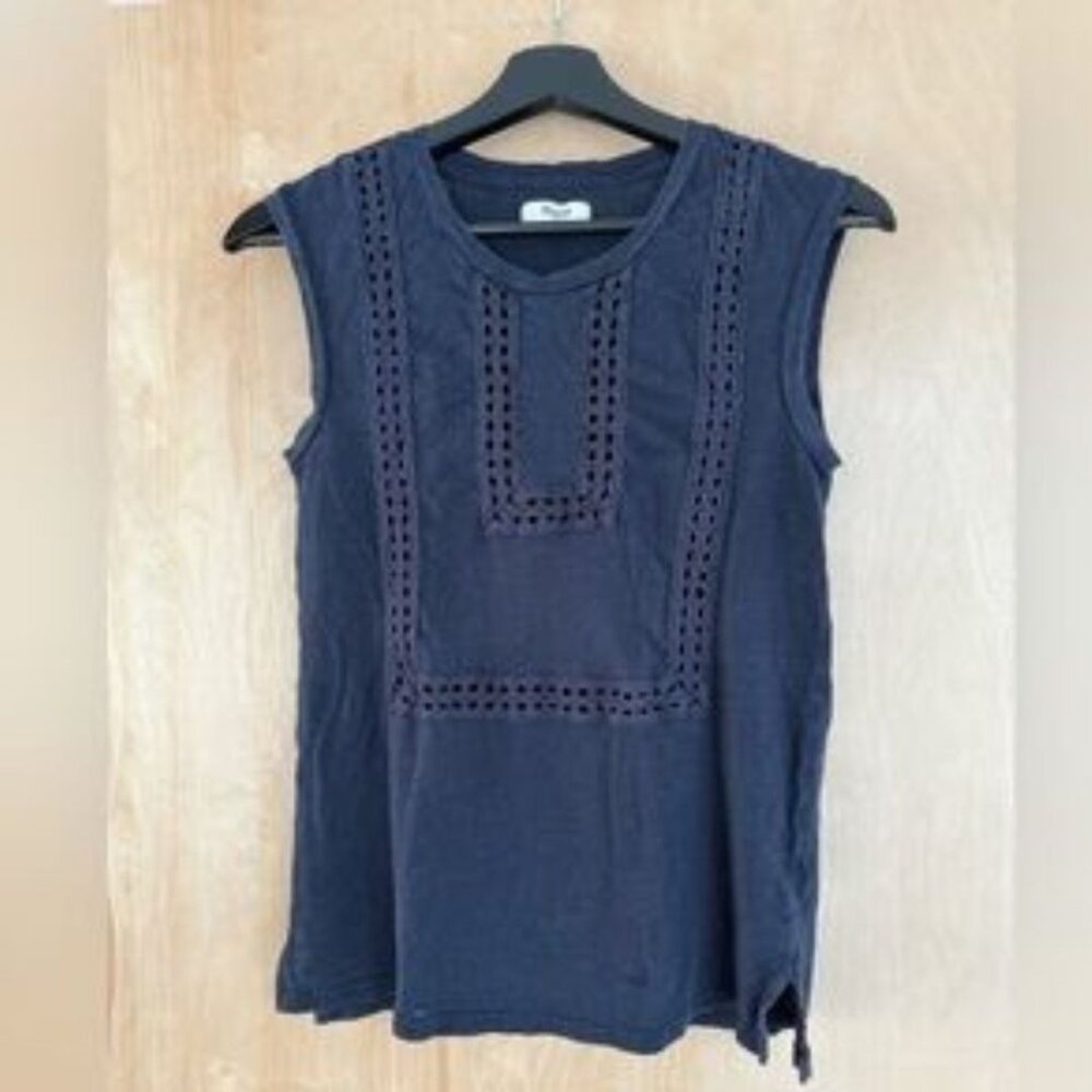 Madewell - Stepstone Embroidered Tank Top Linen A4016 | Navy Blue | Medium